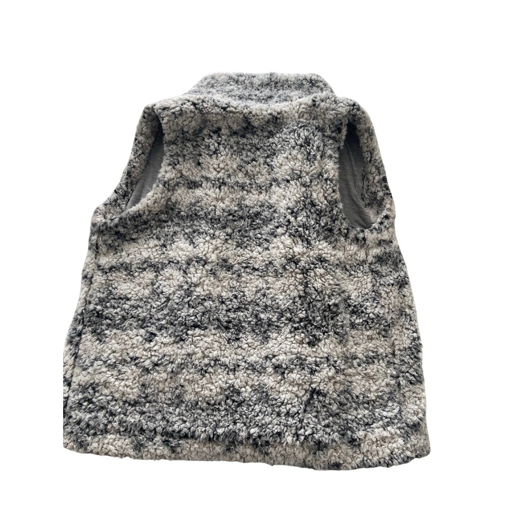 Cupio Sherpa Vest Women's Medium Cozy Soft‎ Grey Black Cream Snap Closure EUC - Picture 2 of 5